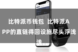 比特派币钱包  比特派APP的直链得回设施尽头浮浅