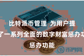 比特派币管理  为用户提供了一系列全面的数字财富惩办功能