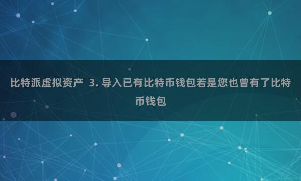 比特派虚拟资产 3. 导入已有比特币钱包若是您也曾有了比特币钱包